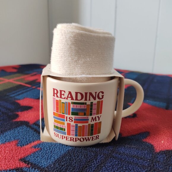 Indigo "Reading Is My Superpower" Mug + Sock Set - Picture 2 of 6